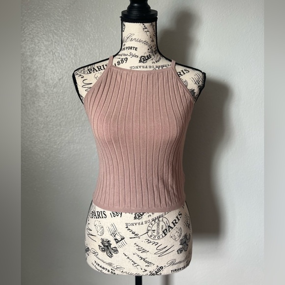 H&M Tops Hm Divided Womens Ribbed Halterneck Tank Top In Blush Size